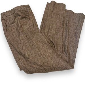 Escada Caramel Plaid Wool Blend Trousers Size 42 Pleated Business Dark Academia